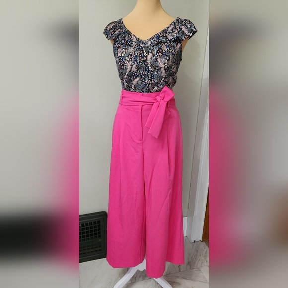 Ann Taylor Pink Wide-Leg High Rise Crop Ankle Pants 4 Petite - Picture 3 of 14